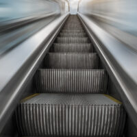 Escalator in an underground station.