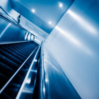 View of Escalator in an underground station of China.